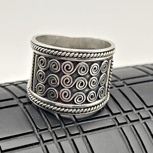 Vintage Sterling Silver Scroll Band Ring Size 7 | Wide Southwestern Style 925